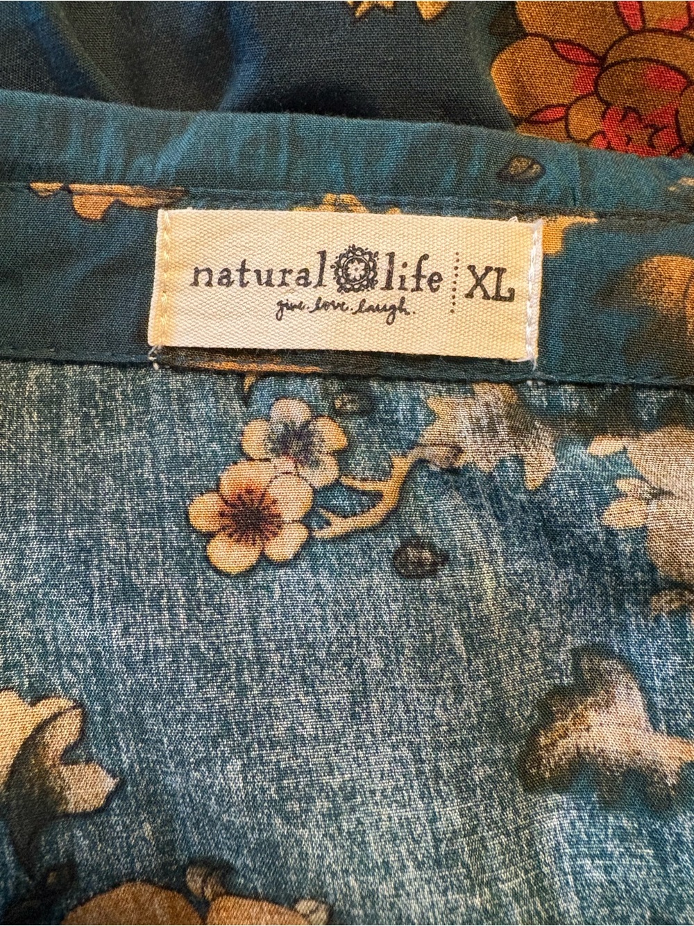 NATURAL LIFE Teal Floral Button-Front Tiered Midi Dress Size XL - Picture 11 of 12